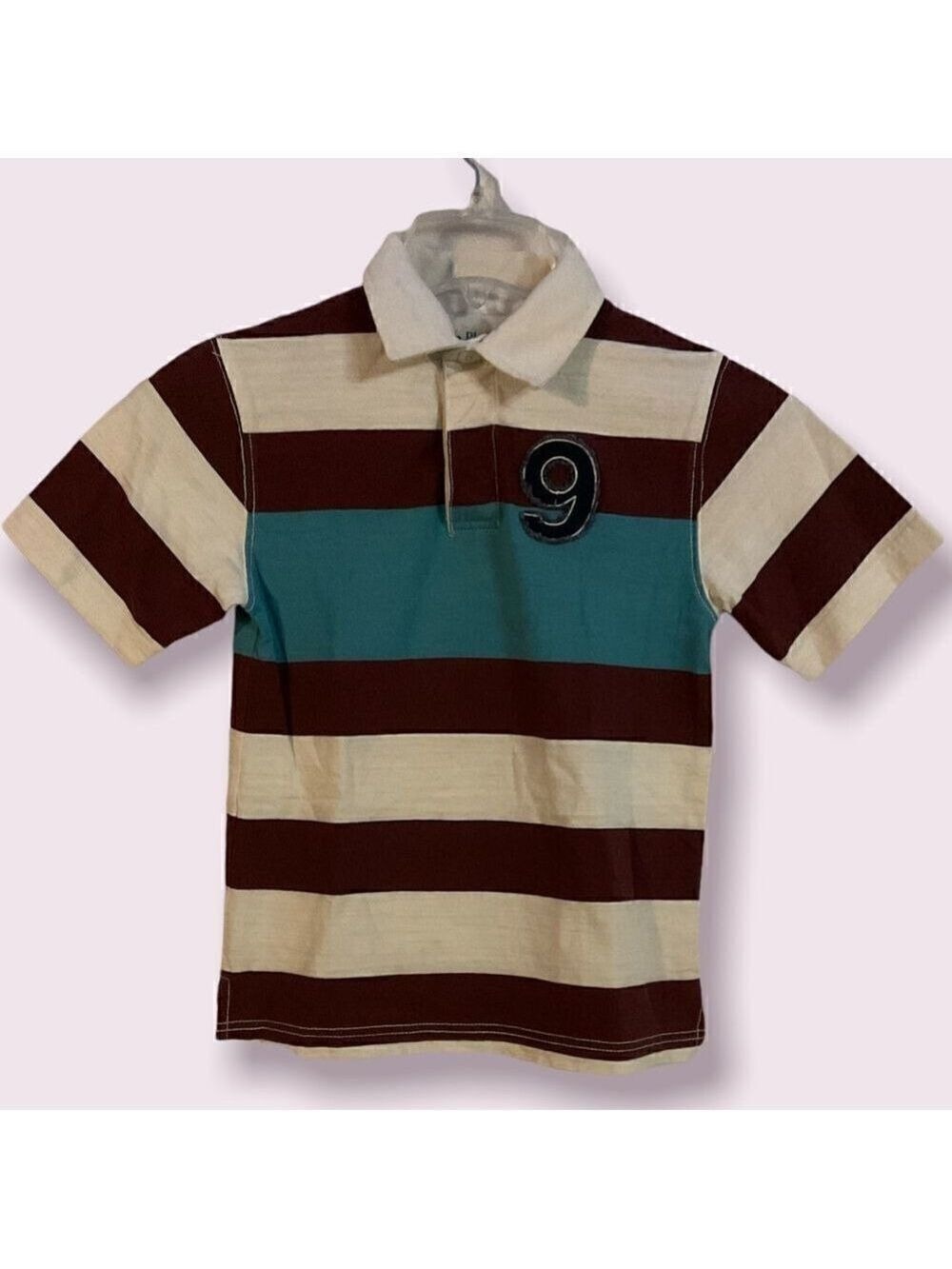 Childrens Place Striped Rugby Short Sleeve Collared Shirt Size S 5/6